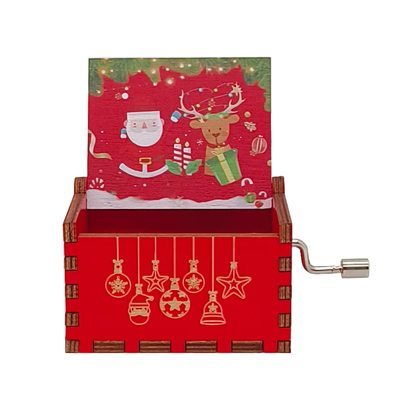 ألعاب صندوق الموسيقى الخشبي ذات الطابع الكرتوني، صندوق الموسيقى المكرنك يدويًا لعيد الميلاد، ديكورات الحفلات، هدايا الأطفال، هدايا عيد الميلاد #4