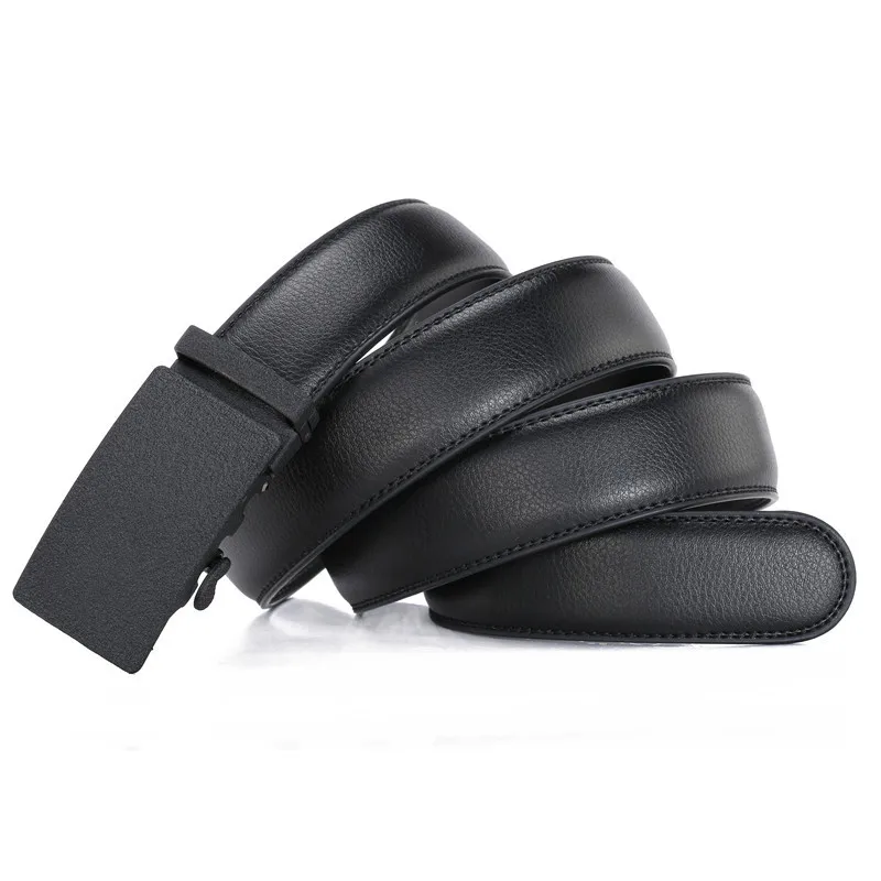 3.5 سنتيمتر عرض عالية الجودة الطبقة الثانية حزام جلد البقر للرجال الأعمال الذهب التلقائي مشبك أسود حجم كبير 130 140 150 160 سنتيمتر #3