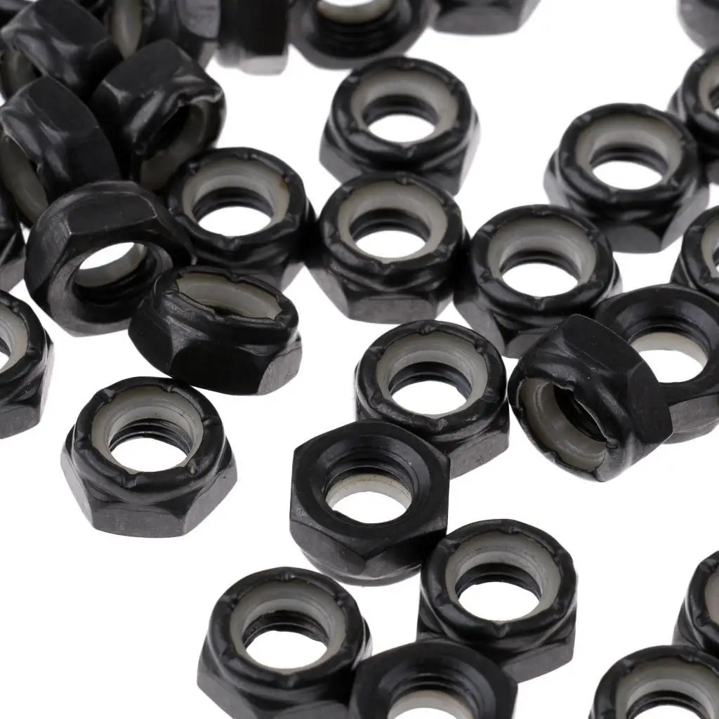 MagiDeal 40 Pieces Sturdy Skateboard Longboard Trucks Wheels Replacement Axle Nuts Hardware Black