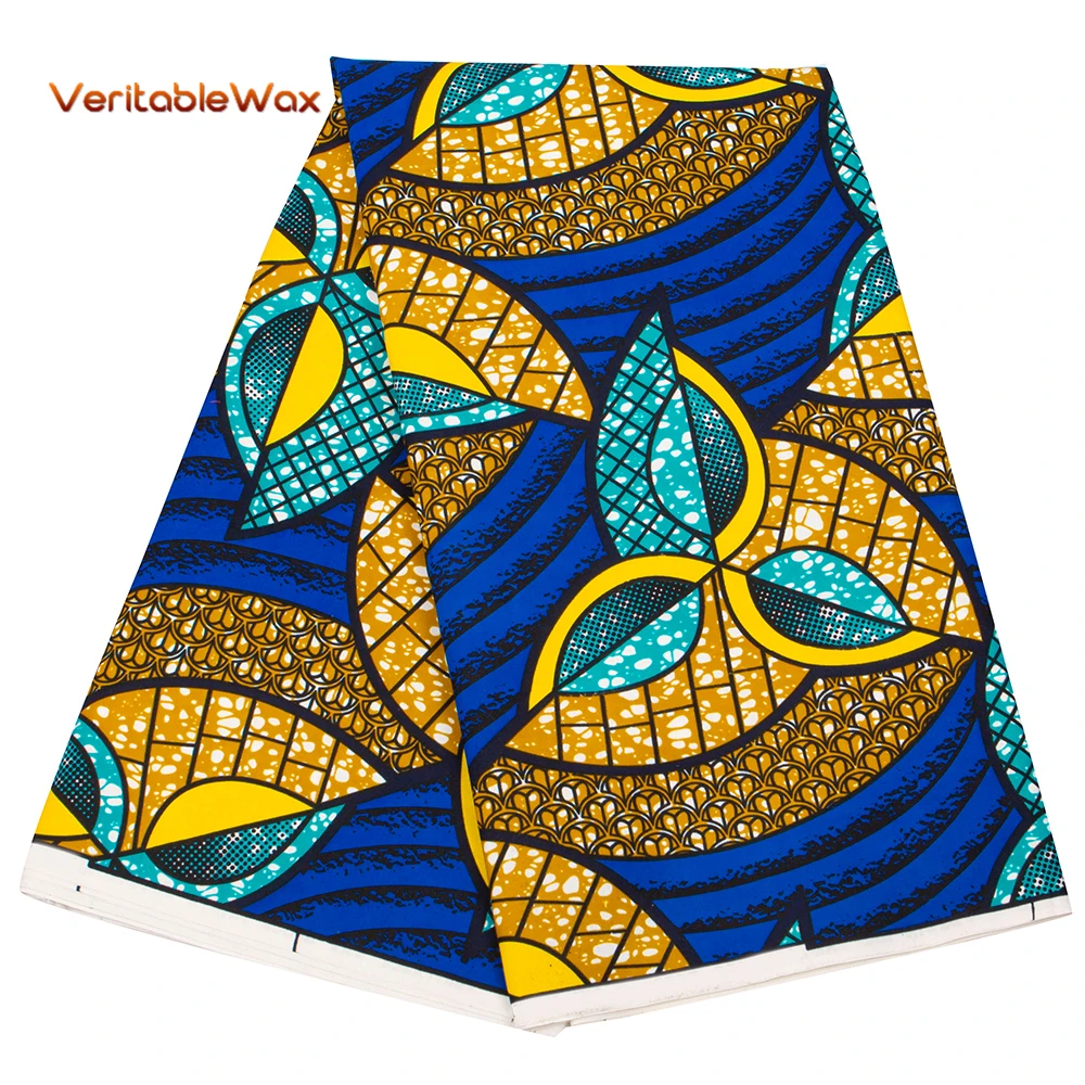 

VeritableWax Blue Background Ankara Fabric Polyester African Wax Prints Fabrics High Quality Material for Handsewing FP6466