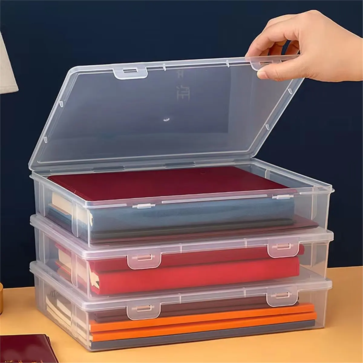 【New User-Coupon!】A4 Clear Storage Box for Household Sundries - Large Capacity Transparent Organizer