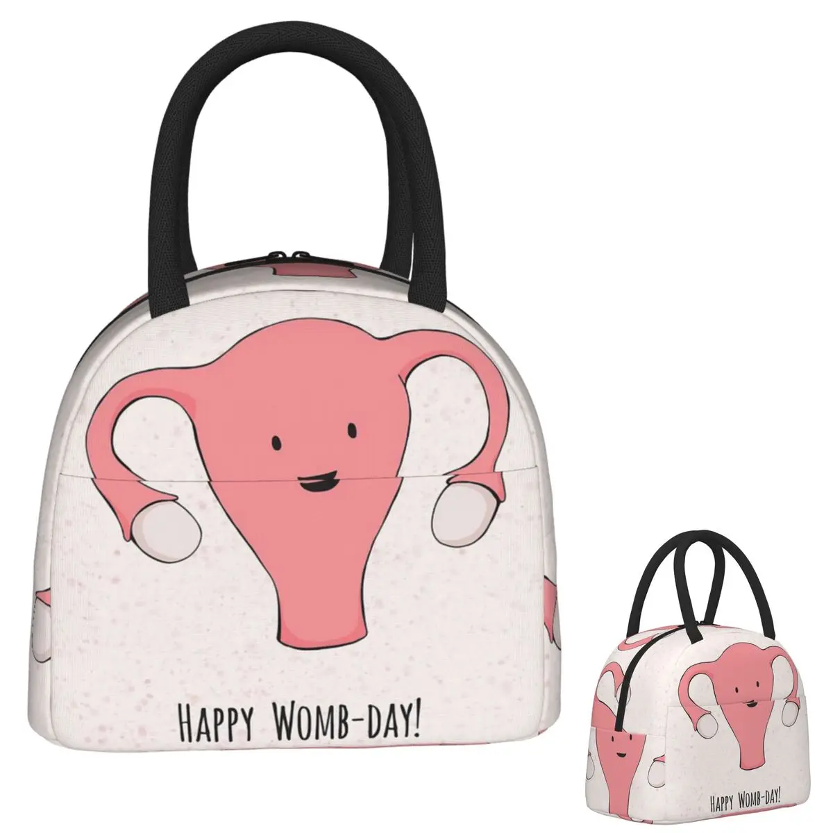 

Patterned Happy Uterus In Pink Insulated Lunch Bag for Women Kids Leakproof Food Boxes Thermal Lunch Box Tote