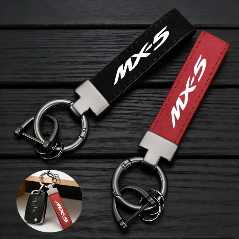 Für Mazda MX-5 Miata NA NB NC ND alle Serien 1990-2026 Logo Wildleder Schlüsselanhänger Auto Schlüsselring Halter Anhänger Hochwertige Geschenke