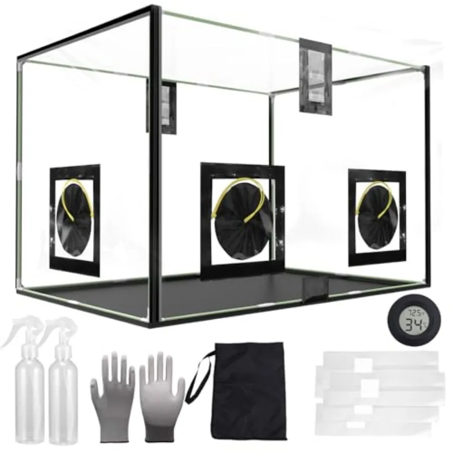 

Профессиональный гроутент Mushroom Mycology Large Still Air Box 31.5X 20.5X 20.5 дюймов с вытяжным колпаком и комплектом Monotub для выращивания грибов