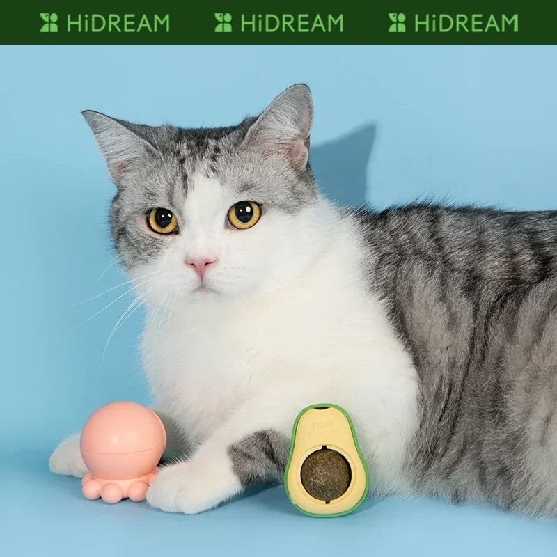 HiDREAM® Catnip Ball Toy Nature Cute Avocado Cheese Cat Toys Interactive Training Playing Stickable Chewable Toys Cat products