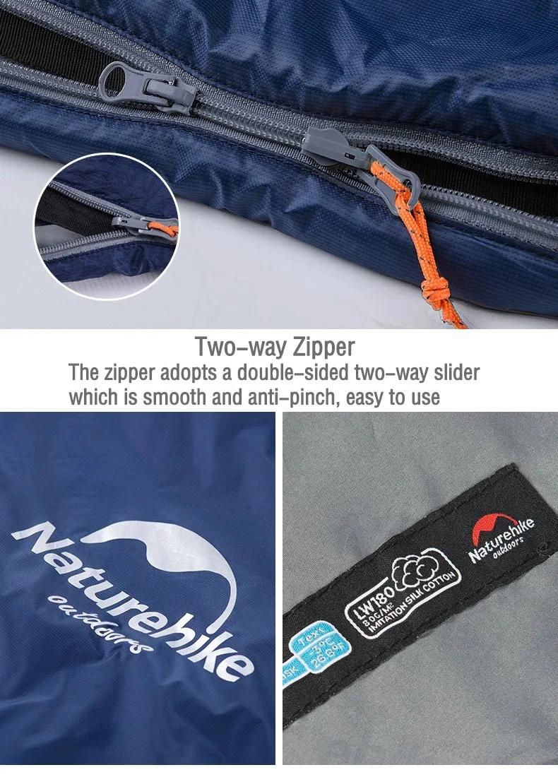 Naturehike LW180 Schlafsack Ultraleicht 3 Jahreszeiten Frühling Sommer Schlafsack für Outdoor Wandern Camping – Detail 10