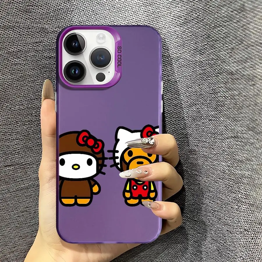 아이폰 14 15 16 플러스 16e 11 12 13 프로 맥스 소프트 쉘 귀여운 카모플라쥬 헬로키티 케이스