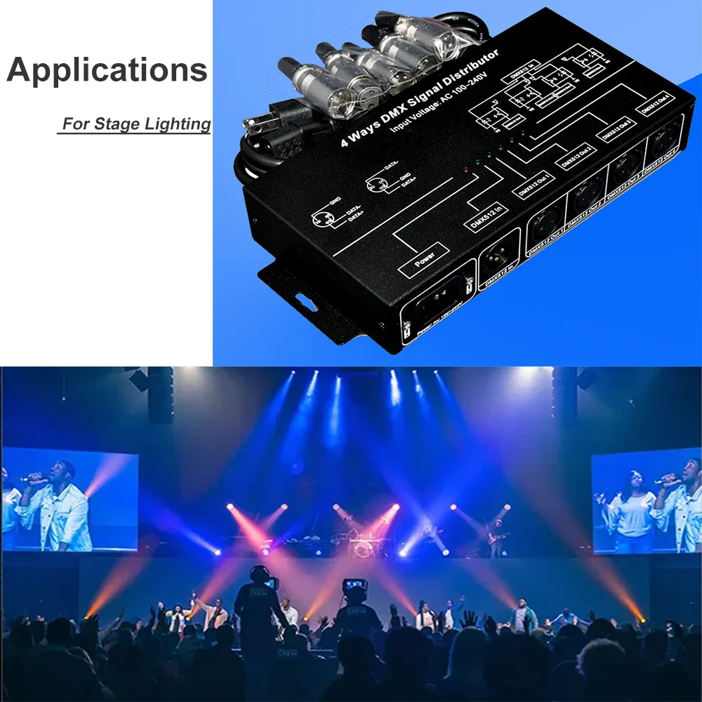 Imagem -04 - Dmx Sinal Distribuidor Divisor Dmx Sinal Repetidor Maneiras Portas de Saída Amplificador Dmx Amplificador