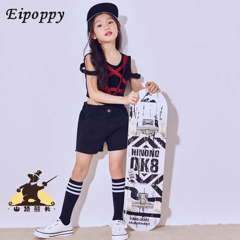 New Children's Jazz Modern Dance Costume Girl Street Dance Korean Performance Five-pointed Star Vest