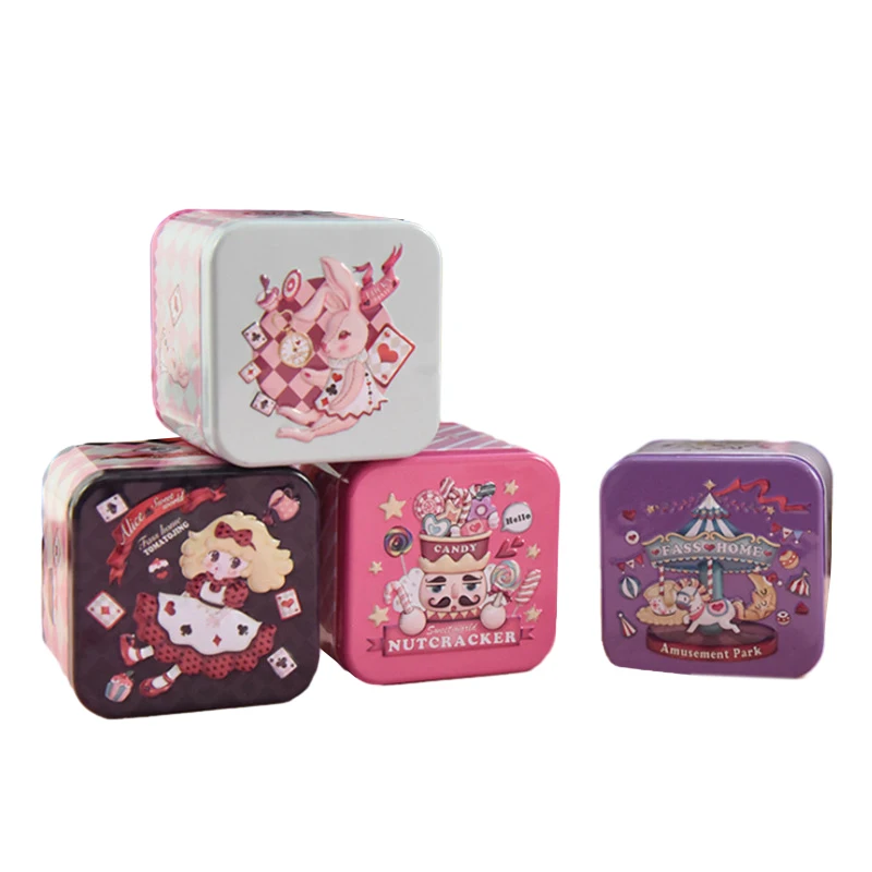 Cartoon Coelho e Nutcracker Tin Jars, Sealed Jar, Candy Box, Tea Pot, Jewelry Storage Organizer, Tinplate Packing Case, 7.7*6.5cm