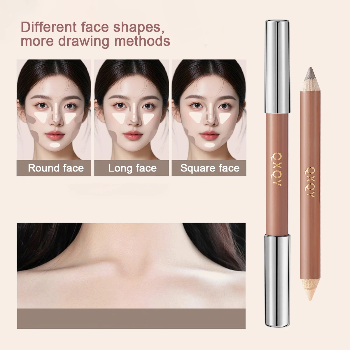 Penna per contorno evidenziatore a doppia testa 3D liscia come la seta Il contorno dell'ombra del naso naturale opaco illumina il trucco del viso