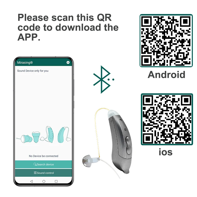 Hearing Aids Mini Audifonos BTE 10 Channel Phone APP Touch Control Program Fitting Deafness SF101 Sound Amplifier