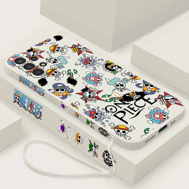 Ones P-Piece Logo For Samsung A73 A72 A71 A60 A57 A56 A55 A54 A53 A52 A36 A34 A27 26 A17 Liquid Left Rope Funda Silicone Capa