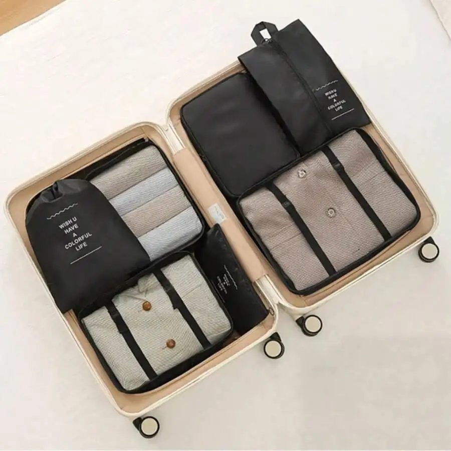 7 Piece Travel Packing Organizer Set Waterproof Cubes