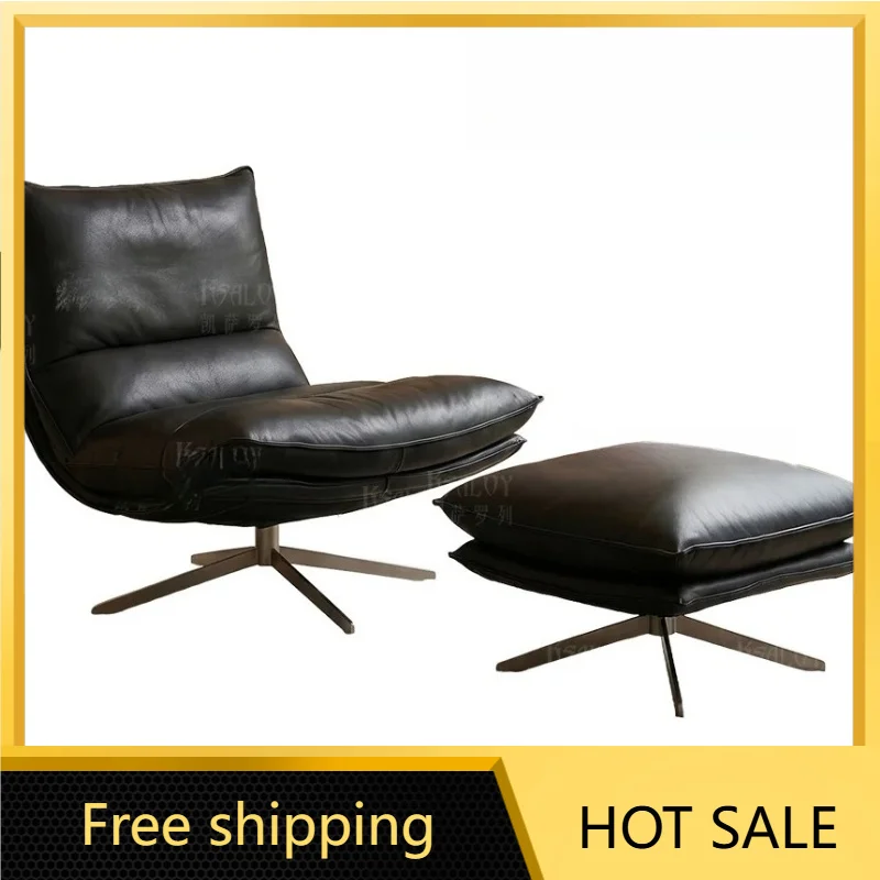 PG light luxury leather rotating single sofa chair antique modern simple living room balcony lazy recliner