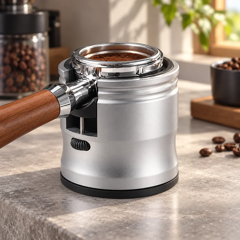 BIGE Adjustable Aluminum Espresso Portafilter Tamping Stand, Hands-Free Holder with Removable Base and Support Rings