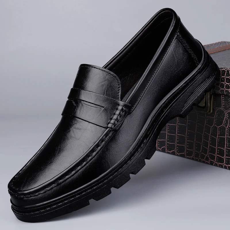 Men\'s New Luxury Brand Genuine Leather Loafers Business  Dating Formal Party Casual Shoes High Quality Flats Male Walking Shoes