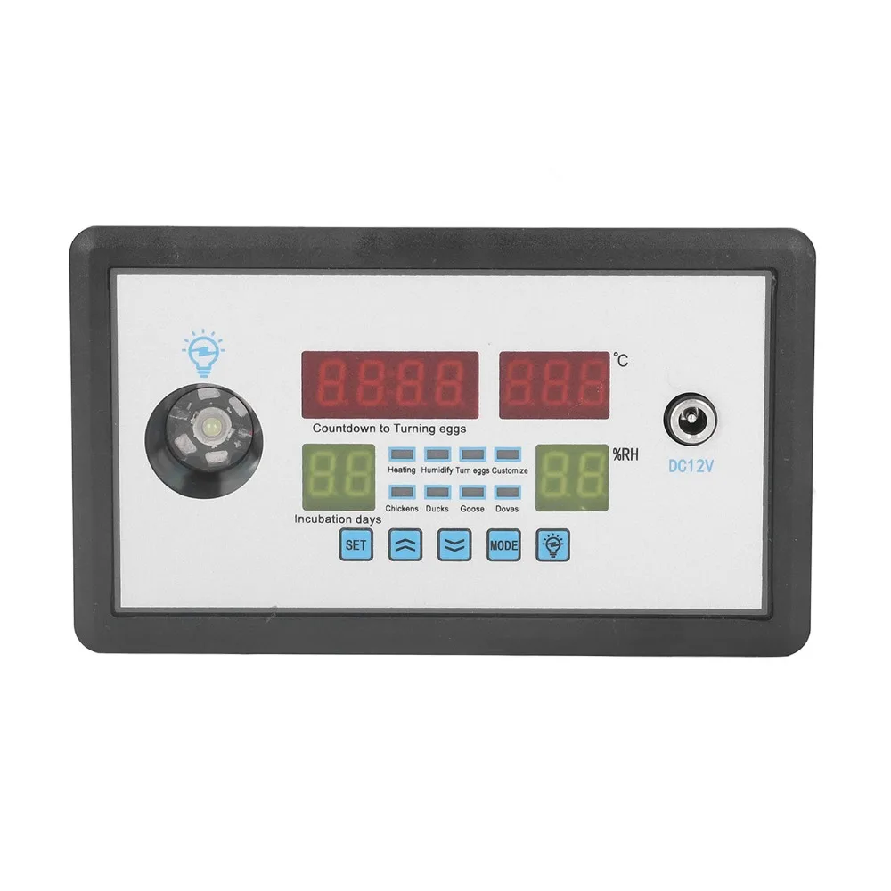 12V Egg Incubator Thermostat Real-Time Display Integrated Humidity Probe Incubator Controller Thermostat Auto Egg Turning