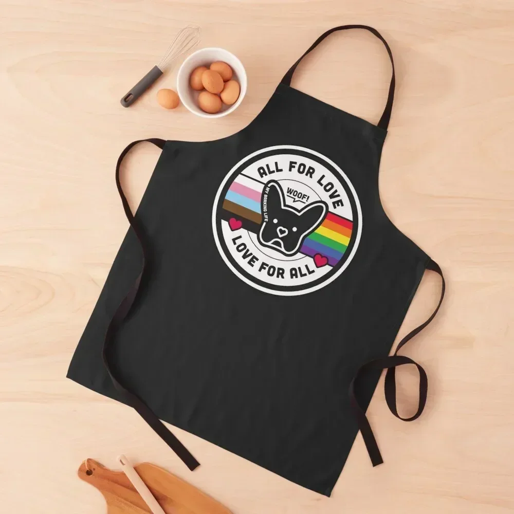 

My Barking Life All For Love in black Apron Kitchens Woman Customizable Home And Kitchen Apron