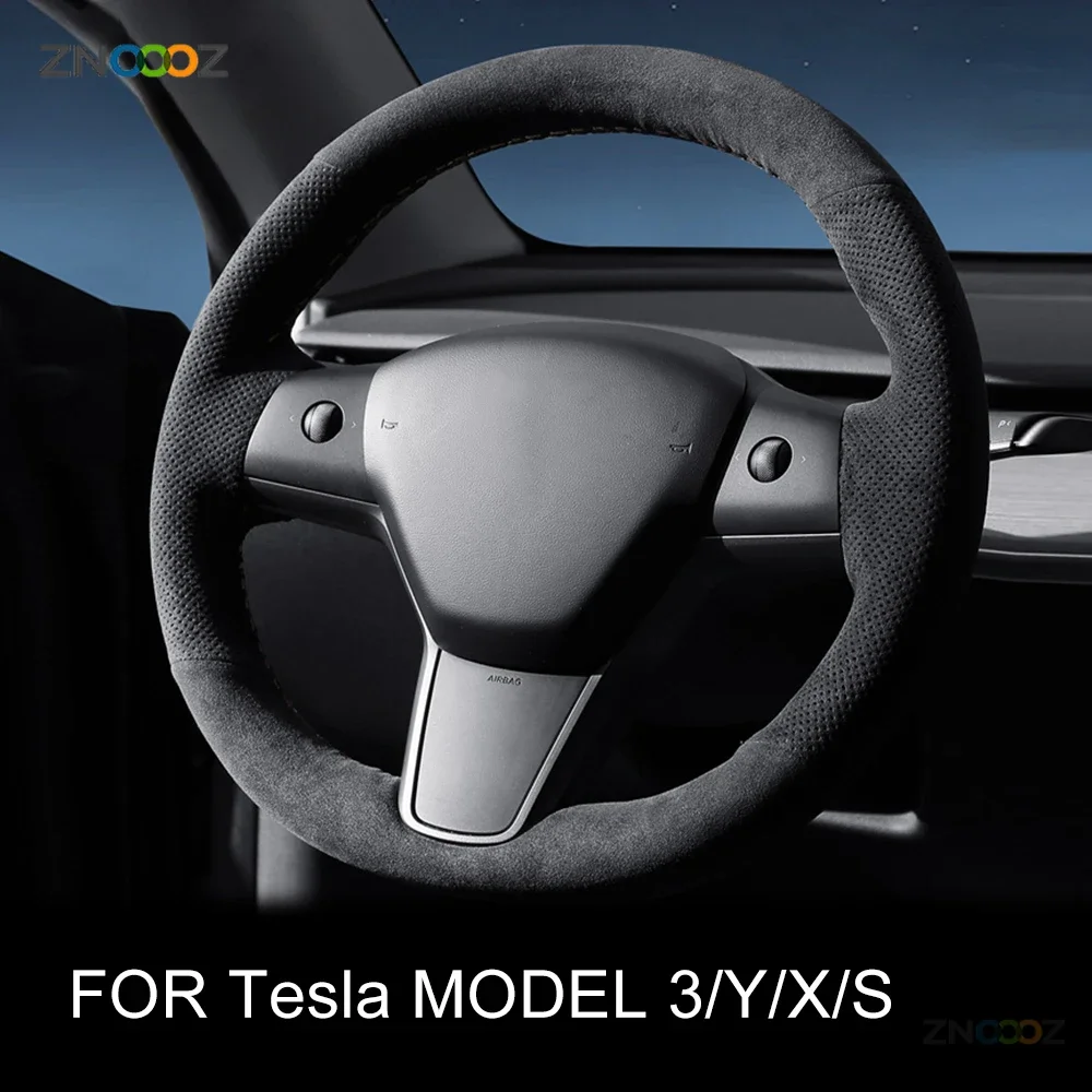 

Italy Super Suede Wheel Cover for Tesla Model 3 Y X S Car Steering Wheel Booster Anti-skid Trim Sticker Interior Accessories