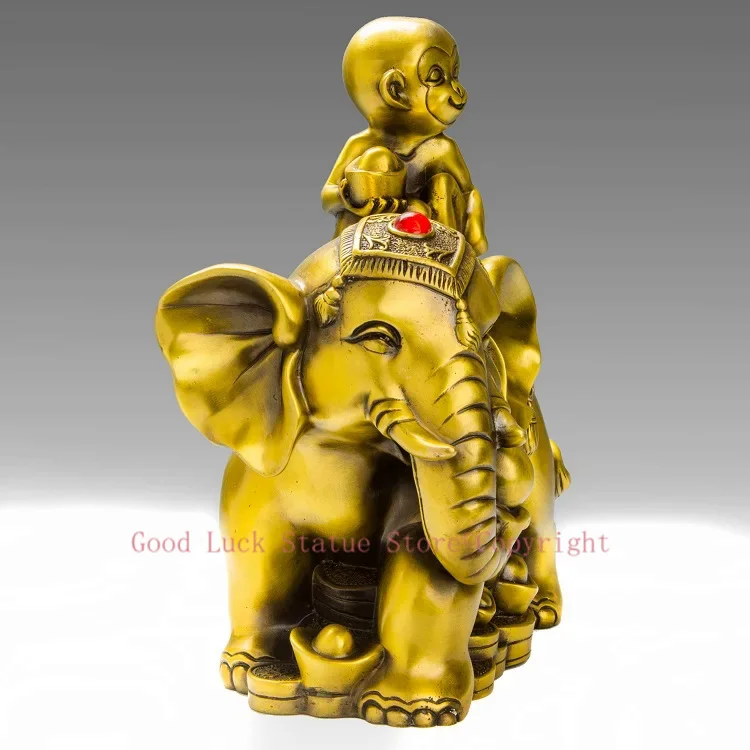 HOT SALE HOME office business TOP Talisman # Money Drawing GOLD GOOD money Elephant FENG SHUI Brass statue 30CM
