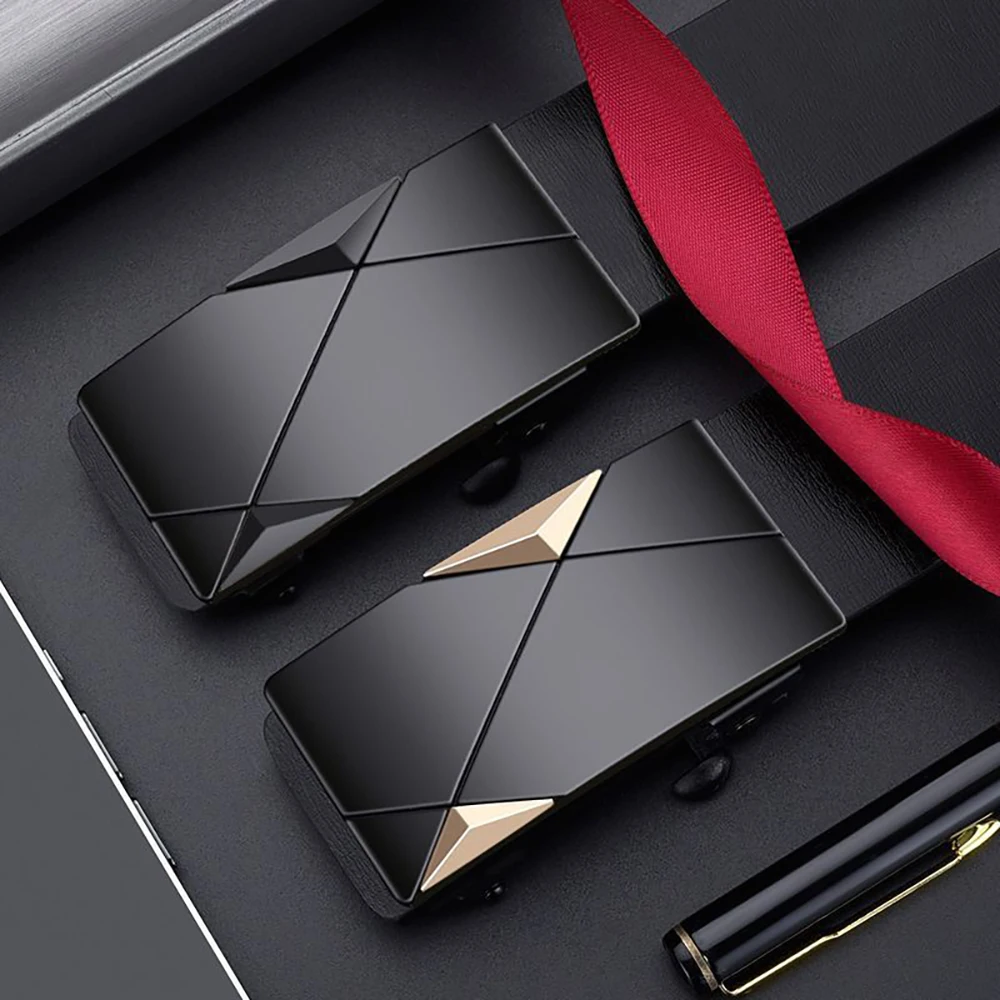 Luxury Fashion Men's PU Automatic Buckle Belt Casual Solid Color Outdoor Adventure Belt To Give Father Gift view 3