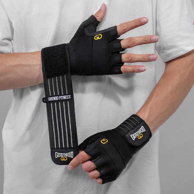 Wrist Support Workout Gloves, Anti-Slip Breathable Half Finger for Weightlifting, Gym, Pull-Ups, Dumbbell, Cycling, Climbing