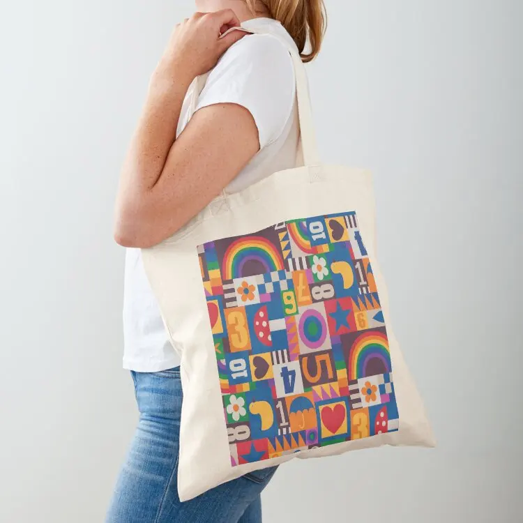 

Pop Art Patchwork - Red and Rainbow - Fun Retro Pattern by Cecca Designs Tote Bag Big bag Lady bag custom fabric
