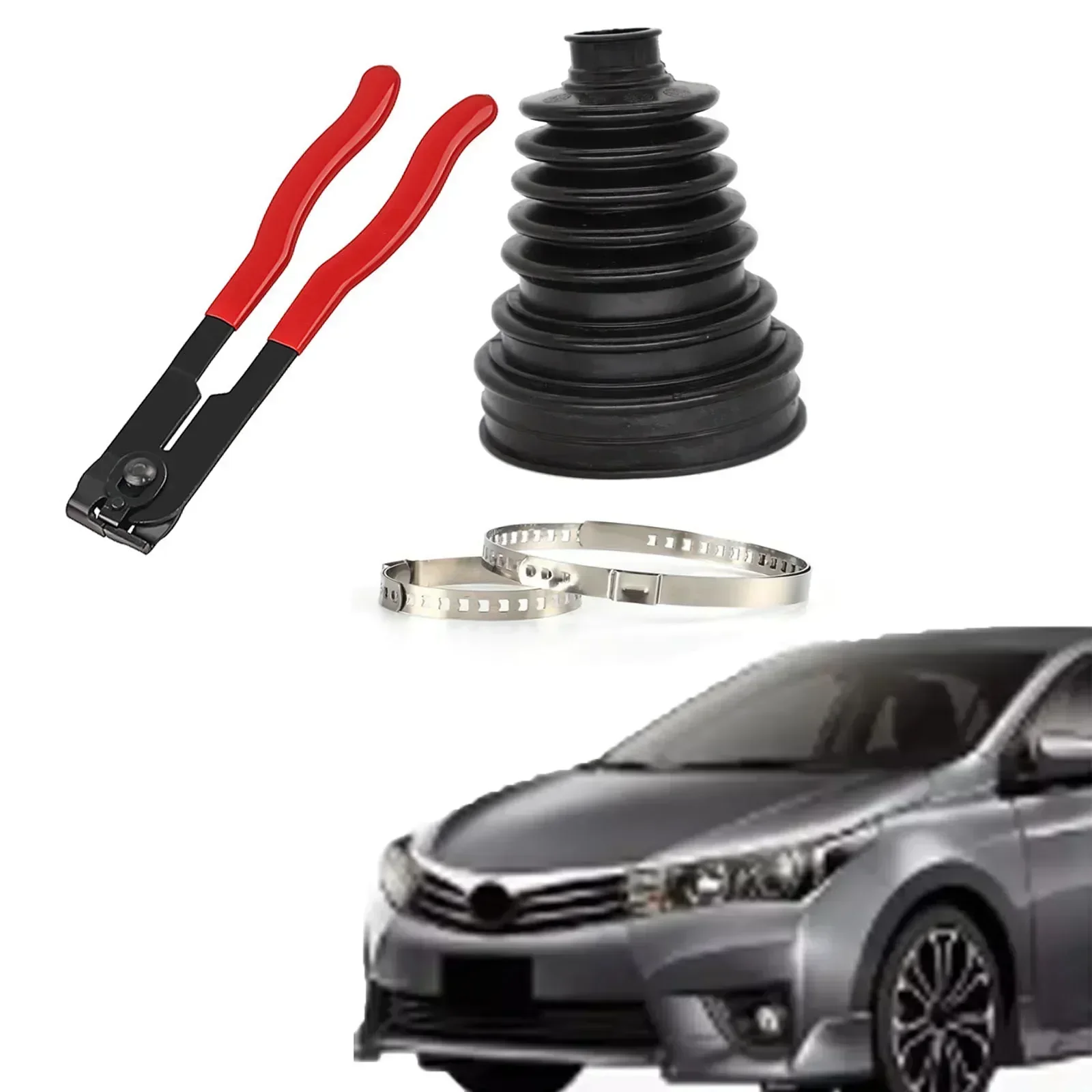 1Set Boot Joint Dust Kit Universal CV Driveshaft Stretchy Rubber Outer Gaiters Easy Fit With Clips Pliers Car Accessories