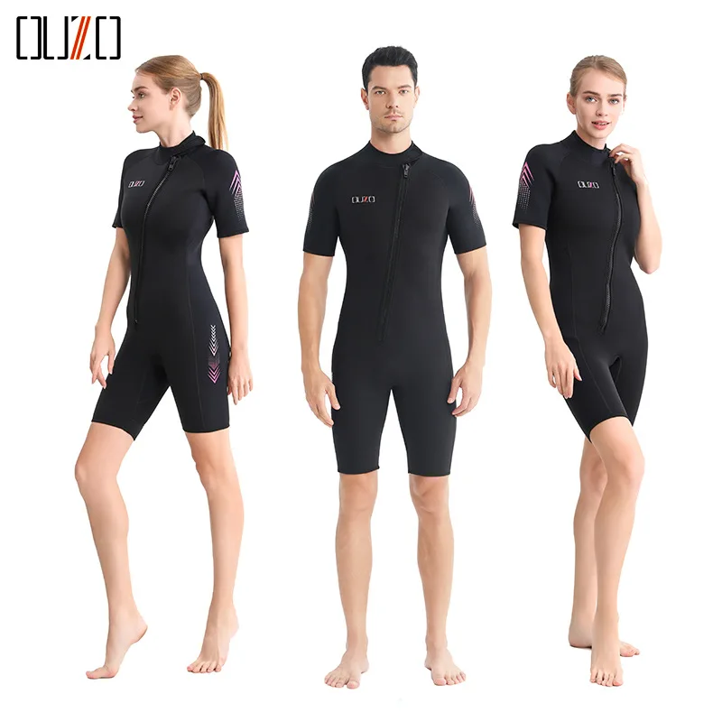 OUZO Super Elastic Thickened Wetsuit 3mm Short-Sleeved One-Piece Marine Surfing Fishing And Hunting Ornamental Wetsuit