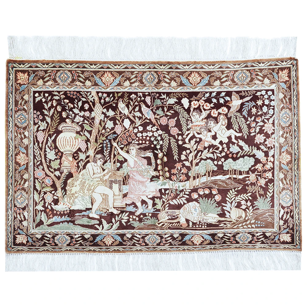 2'x3' 400Line Persian Classic Adam and Eva in the Garden of Eden Tapestry Handmade Art Collection Rugs (LH1025)