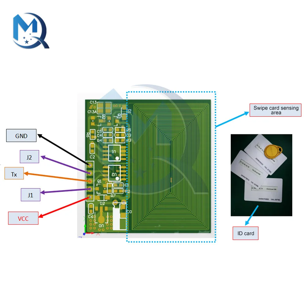 3.3-5V RFID Card Reader Module 125khz Card Reader Built-in Antenna RF Module UART Serial Output Super RDM6300