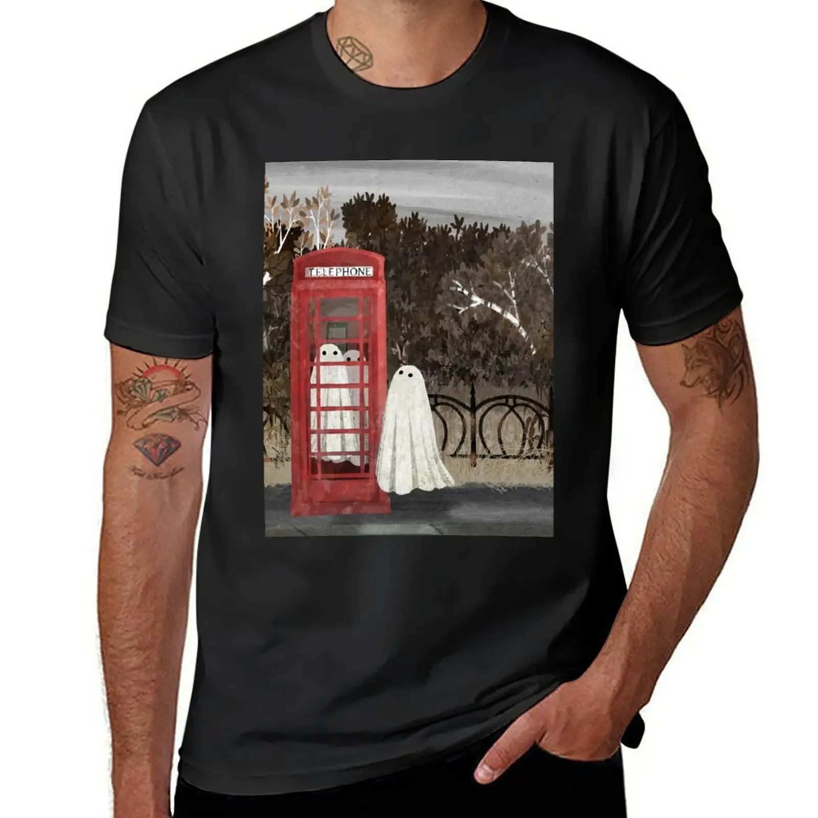 

There Are Ghosts in the Phone Box Again... T-Shirt basketball graphic tees kawaii clothes designer shirts mens vintage t shirts