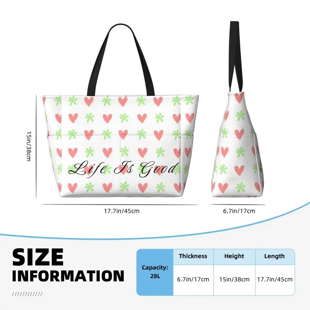 Love Life Large travel bagWaterproof Tote Beach Bag Large Capacity Travel Shopping bags