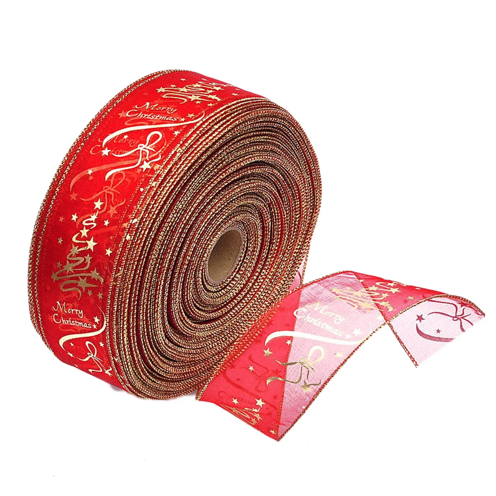 

200X6.3Cm Christmas Glitter Wired Sheer Decorative Tree Decoration Band For Diy Crafts Gift Wrapping Hair Bows Swirl Xmas Decor