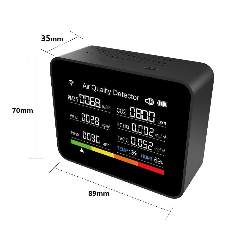 Tuya-家庭用エアモニターキット,高品質の14 in 1モニター,wifi,co2検出器,リアルタイムモニタリング,大画面,アプリケーション制御