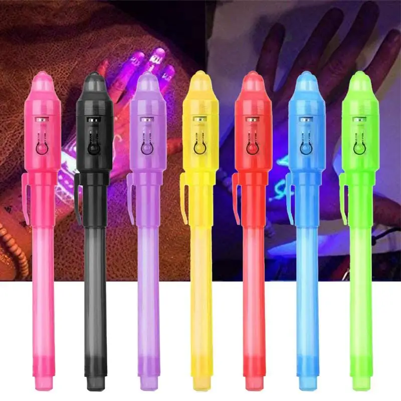 

7pcs Invisible Ink Pen Marker Pen Luminous Light Magic Pen Treasure Box Prizes Secret Pens Children Stationery Writing Supplies