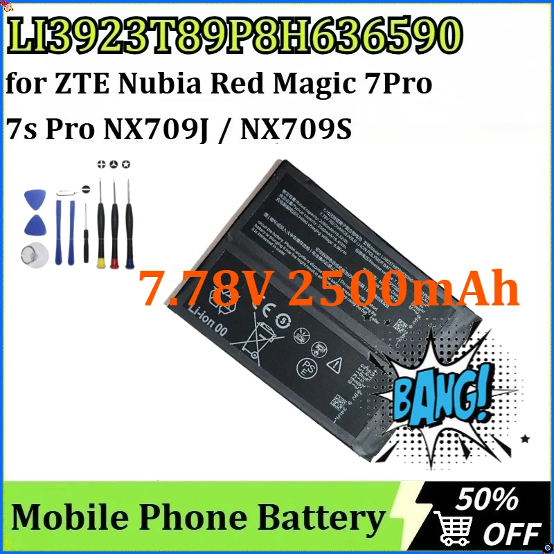 

For ZTE Nubia Red Magic 7Pro/ NX709J RedMagic 7s Pro/ NX709S Smart LI3923T89P8H636590 Mobile Phone Battery 7.78V 2500mAh + Tools