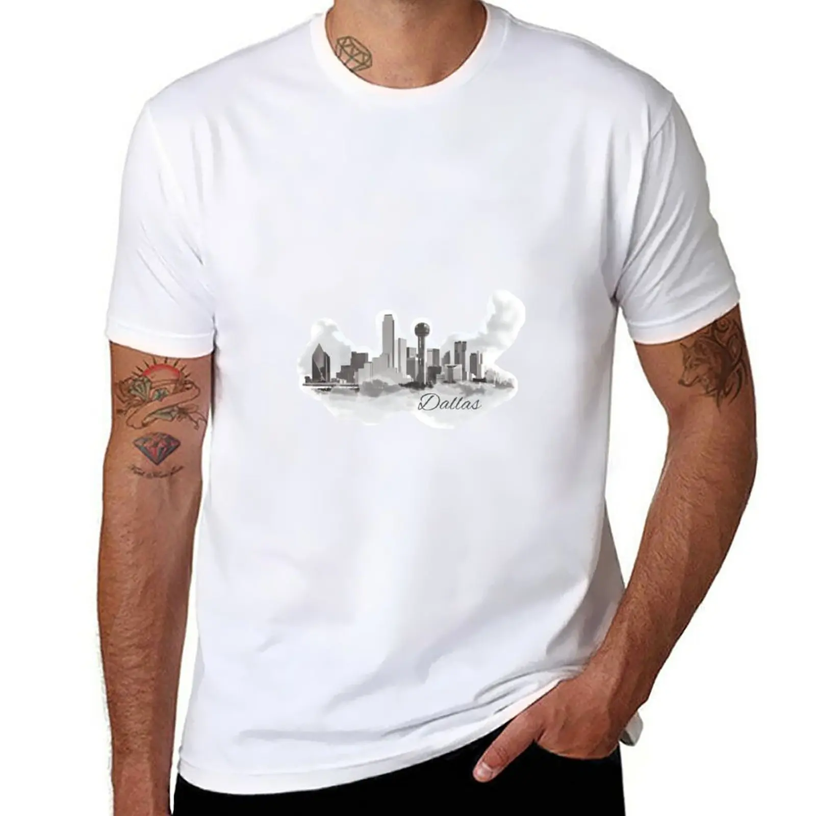 New Dallas Skyline (with text) T-Shirt hippie clothes vintage clothes funny t shirts for men