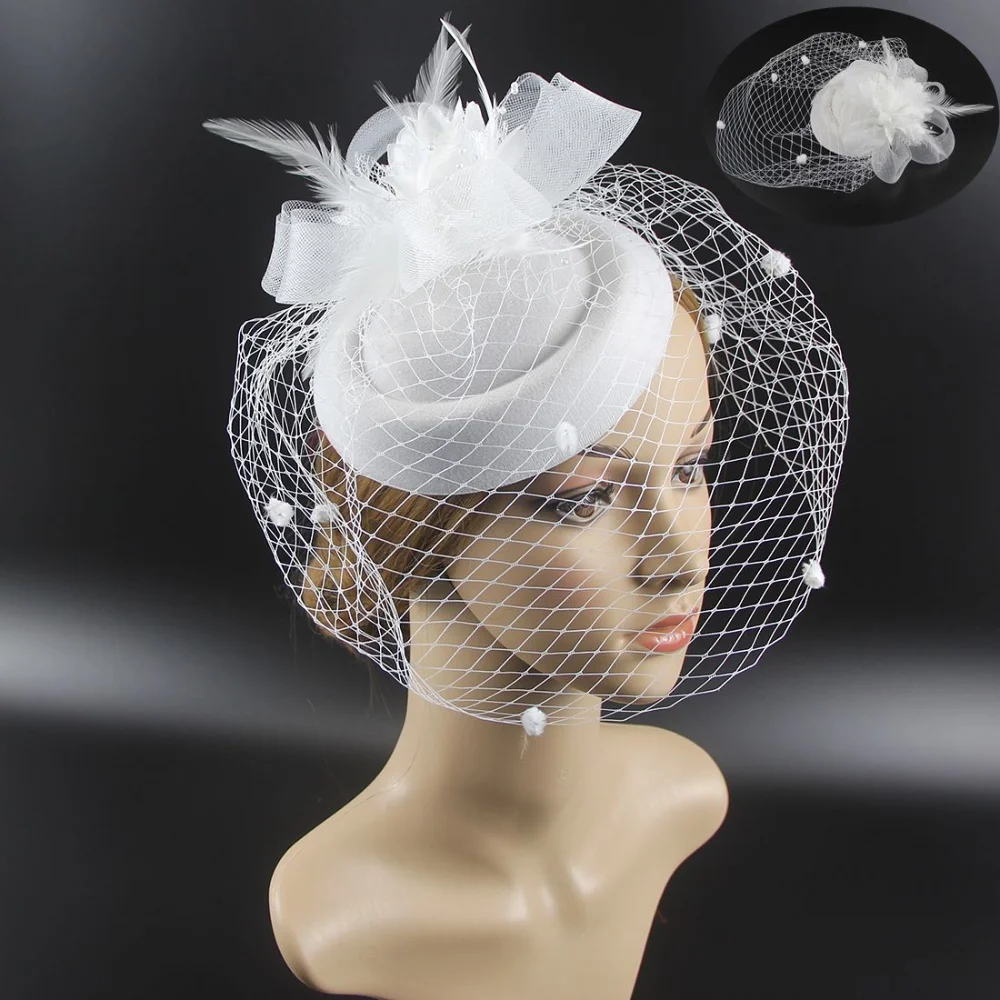 Retro Fascinators Hat Women Flower Mesh Sinamay Feathers Fedoras Hat Headband Hair Clip Cocktail Tea Party Headwewar