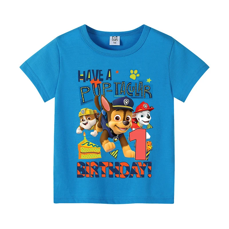 Paw Patrols Girls Clothes Kids Tee Number 1-9 Tops Birthday Party Wear Child Clothing Summer Vogue Cute Skye Chase T-shirts Gift - view 3