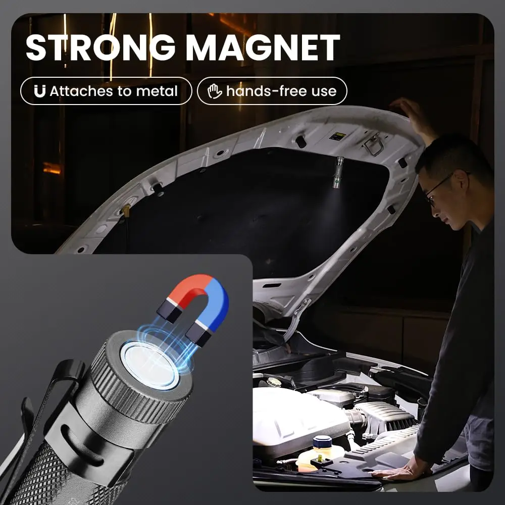 YEMAO F40CU Mini Flashlight 16340 Powerful EDC Torch with 4* LEDs and Red Flash Aux LED 1200lm IP66 Copper Metal Pen Flashlight