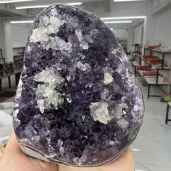 850g 9,7cm Natuurlijke Uruguay Dream Amethyst Kwarts Kristalcluster standaard