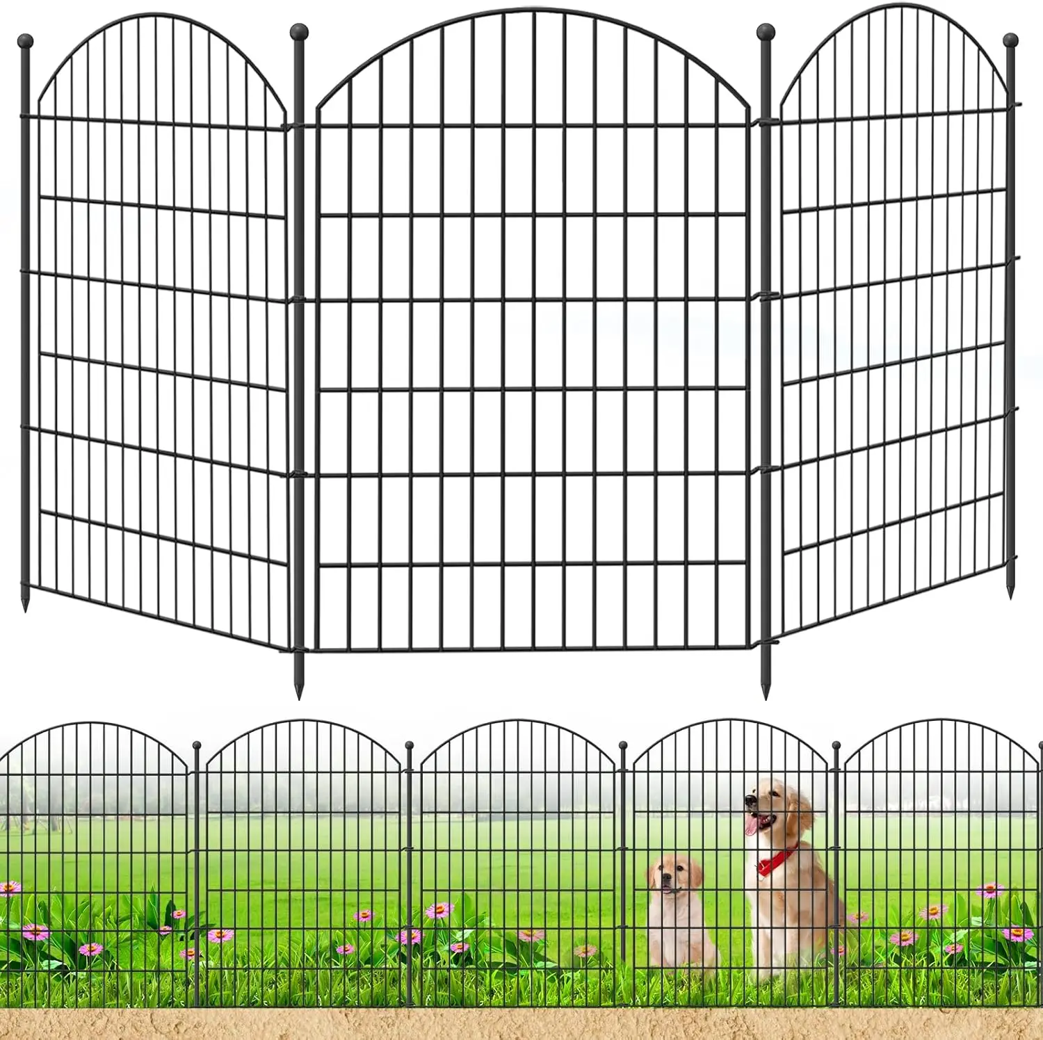 

40in High 24ft Long No-Dig Garden Fence, 10 Pack for Dog Barrier & Flower Bed Edging