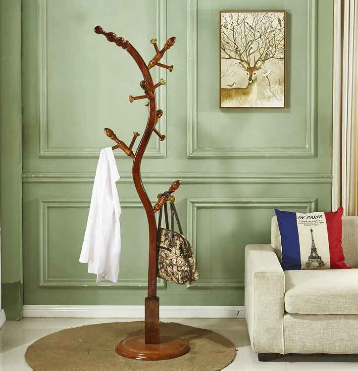Tree branch coat rack Solid wood clothes hanger Bedroom tree clothes rack Living room floor-to-ceiling household clothes rack Ha