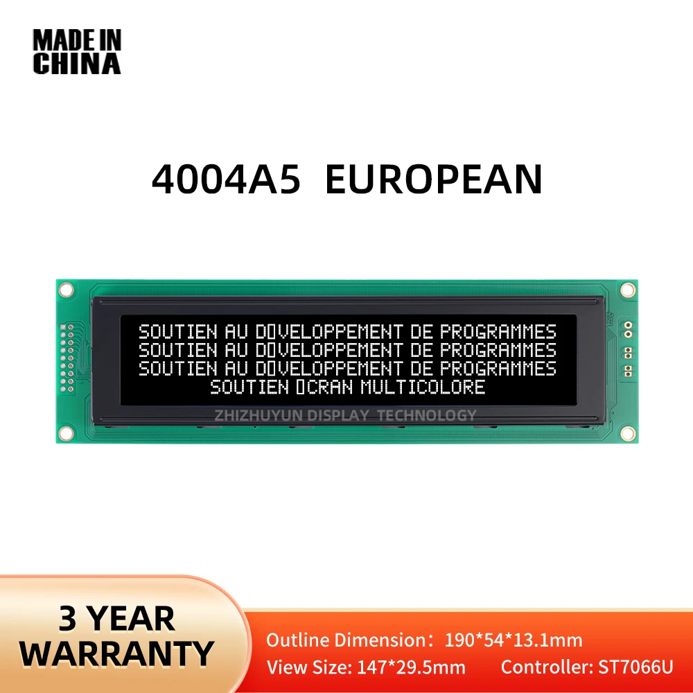 4004A5 European Character LCD Module Display Screen BTN Black Film LED Backlight ST7066U Controller