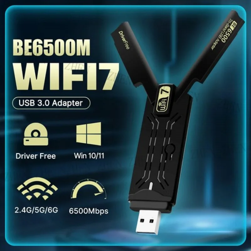 

Y WiFi 7 USB Adapter BE6500 Tri-band USB3.0 Wireless Network Card For Win10/11 PC