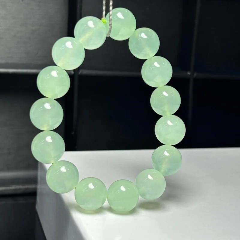 

14mm Certified Natural Ice Green Burmese Beads Jade jadeite Bracelets Bangle