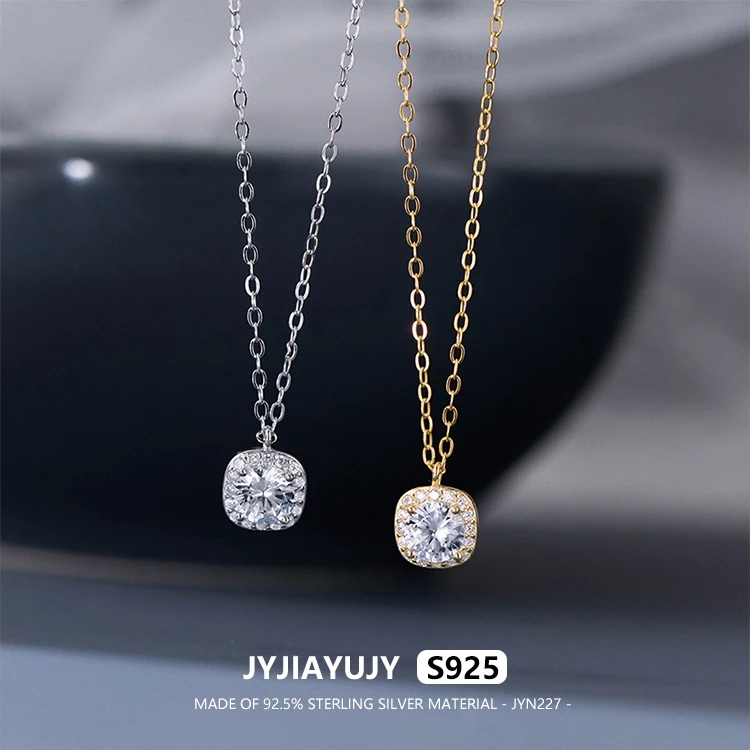 

JYJIAYUJY 100% цельное оригинальное ожерелье из стерлингового серебра S925, 45 см, цепочка 7 мм, квадратный циркон, модные ювелирные изделия, подарок на каждый день JYN227