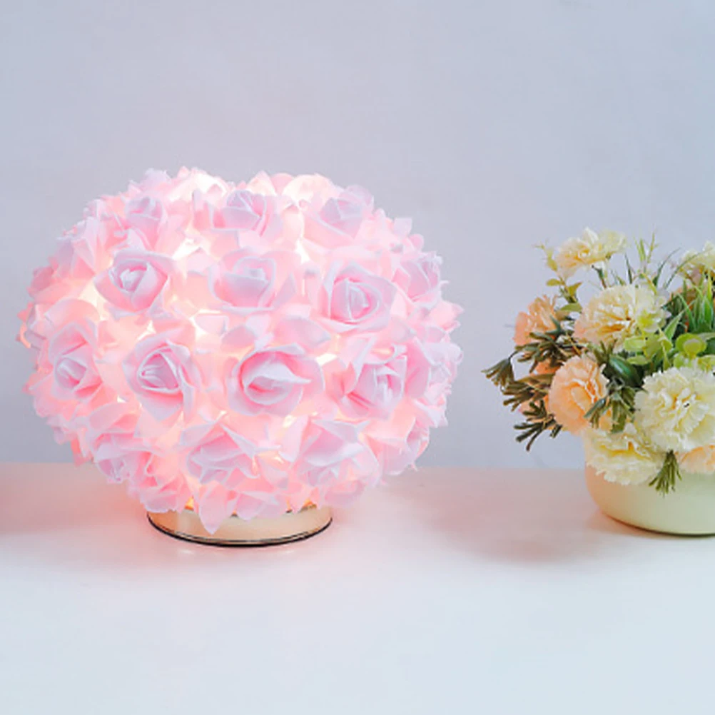 

Bedside Romantic Rose Light for Bedroom Wedding Gift Polypropylene Table Lamp Flower Design Room Decor Teen Girls for Women